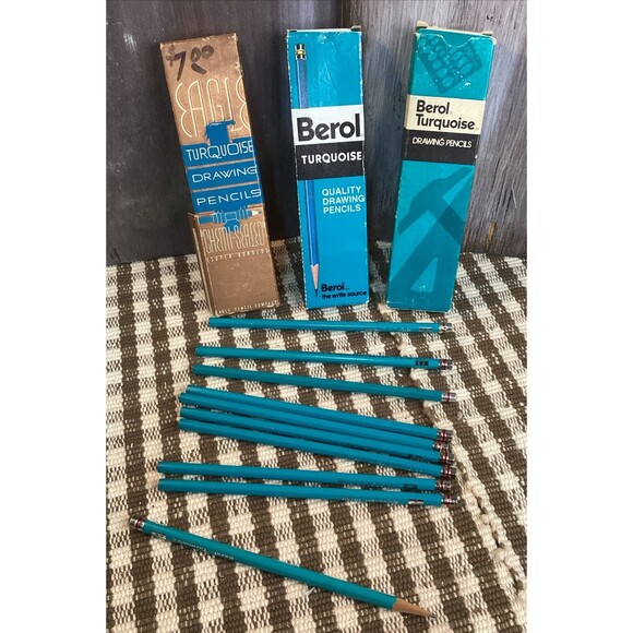Berol Mixed Lot 21 Drafting Filmograph Turquoise Verithin Pencils Made USA (31) - Picture 1 of 16